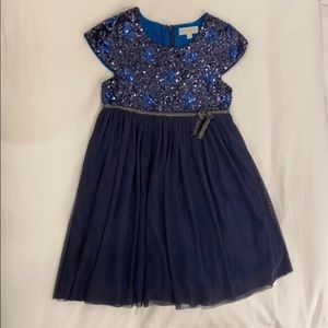 Mini Boden Navy blue sequin and tulle lined dress
